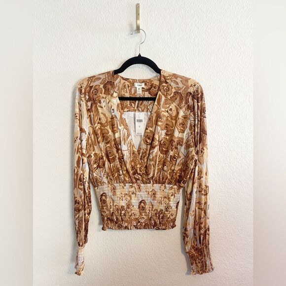 Anthropologie Tiny Valentina Long Sleeve Floral Printed Surplice Top. NWT small - Picture 4 of 9